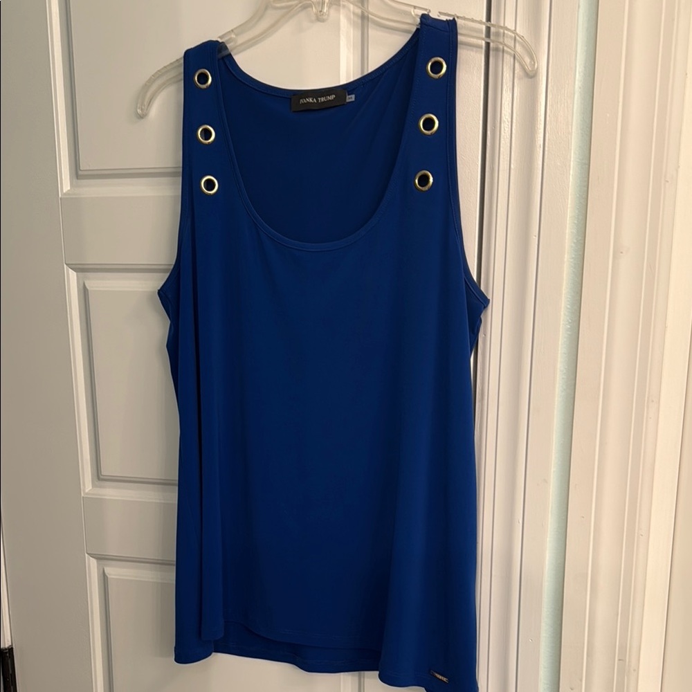 Ivanka Trump Blue Sleeveless Tank Top with Silver Accents